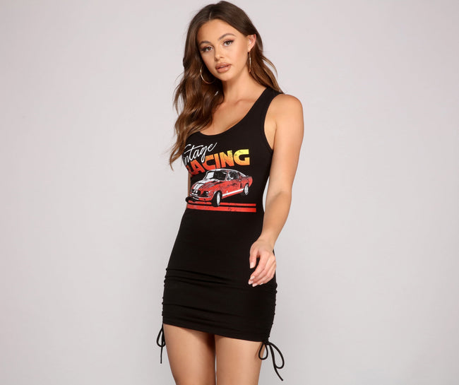 Vintage Racing Sleeveless Mini Dress - Lady Occasions Main image