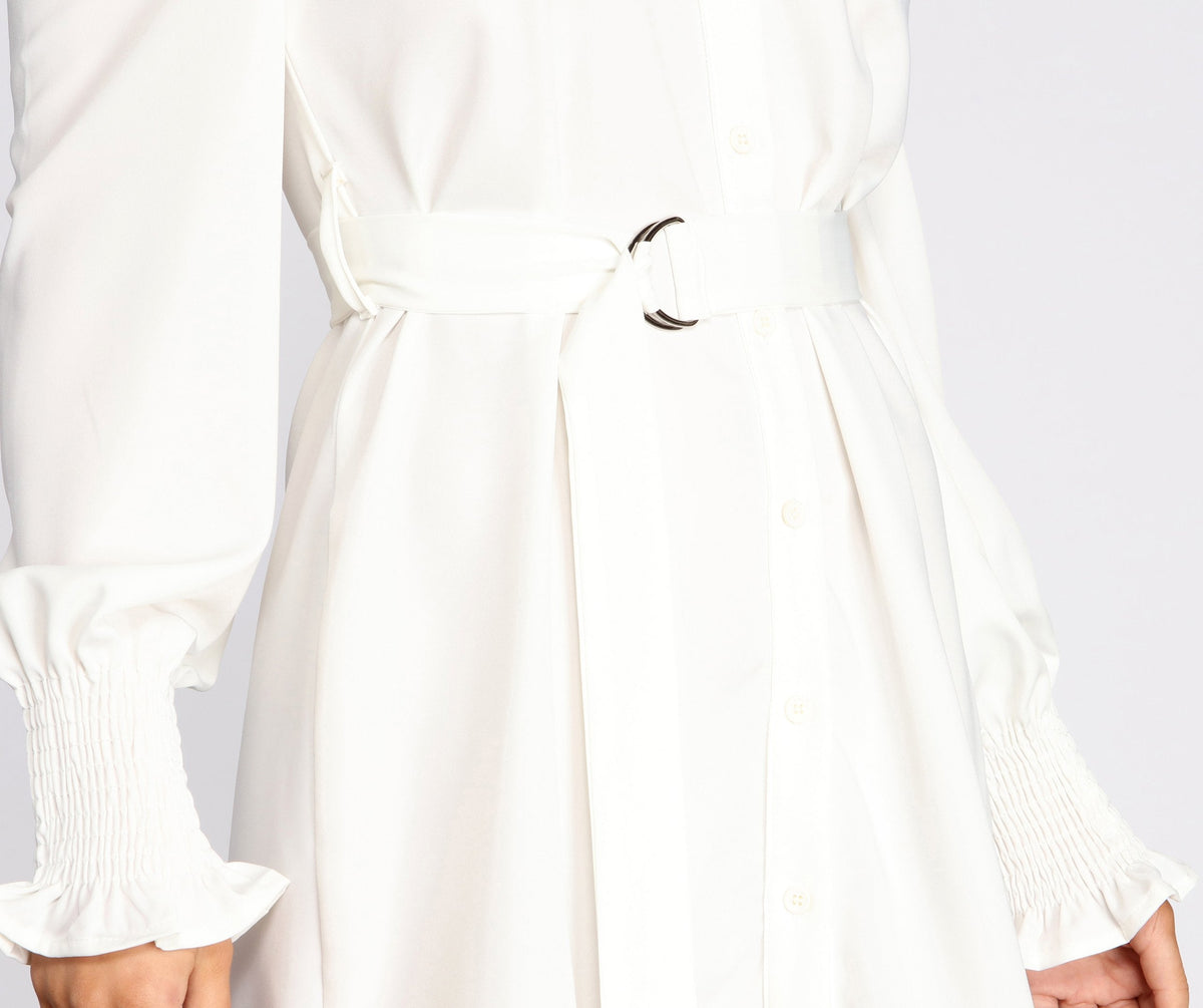 Cold-Shoulder Linen Tunic with Button Front