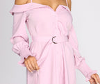Cold-Shoulder Linen Tunic with Button Front
