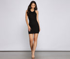 Ribbed Mini Sweater Dress with Cutout Details