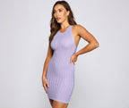 Ribbed Mini Sweater Dress with Cutout Details