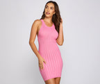 Ribbed Mini Sweater Dress with Cutout Details