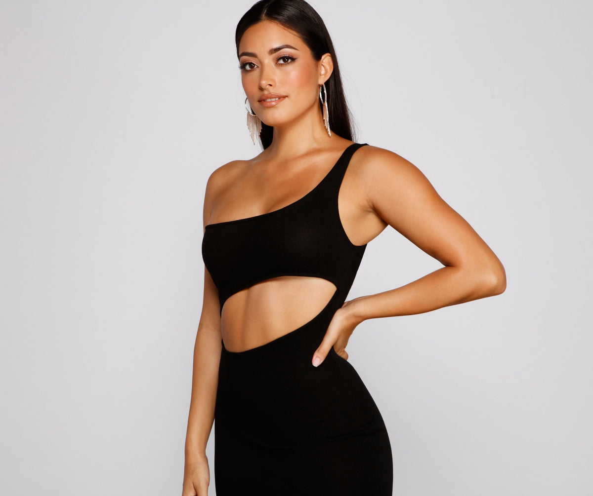 Ribbed One-Shoulder Mini Dress