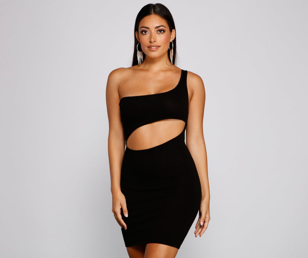 Ribbed One-Shoulder Mini Dress