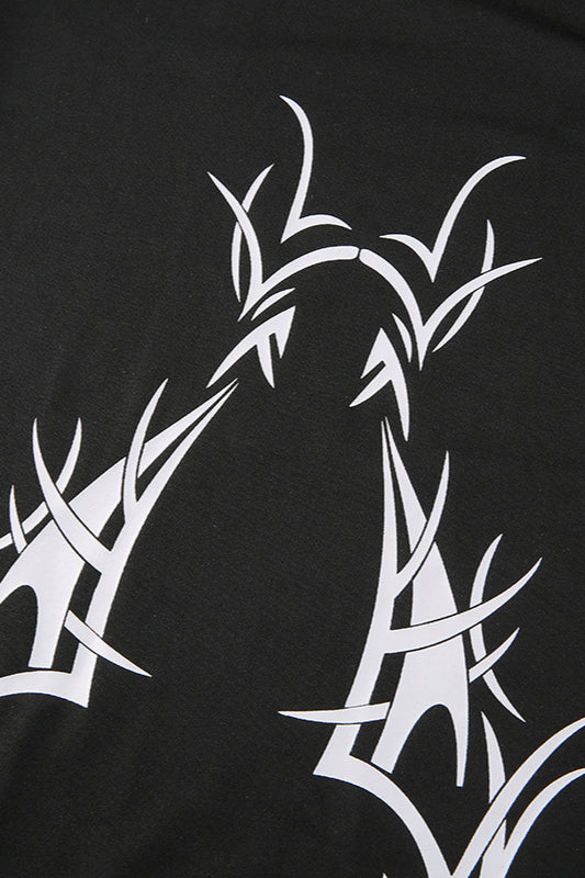 Slit-Detail Polyester Dress with Gothic Styling
