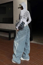 Vintage-Inspired Printed Boyfriend Jeans