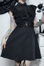 Ruffled Polyester Dress with Gothic Styling