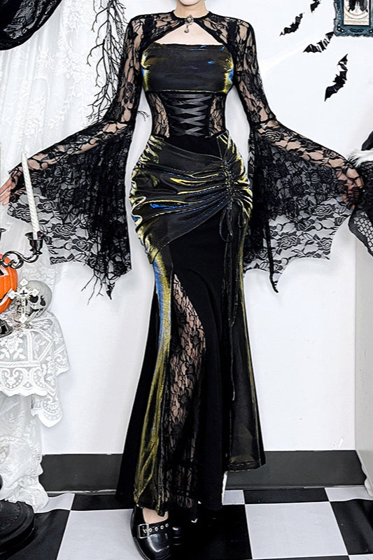Lace Gothic Dress with Asymmetric Details