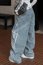 Vintage-Inspired Printed Boyfriend Jeans
