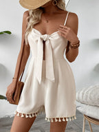 Polyester Romper with Sweetheart Neckline