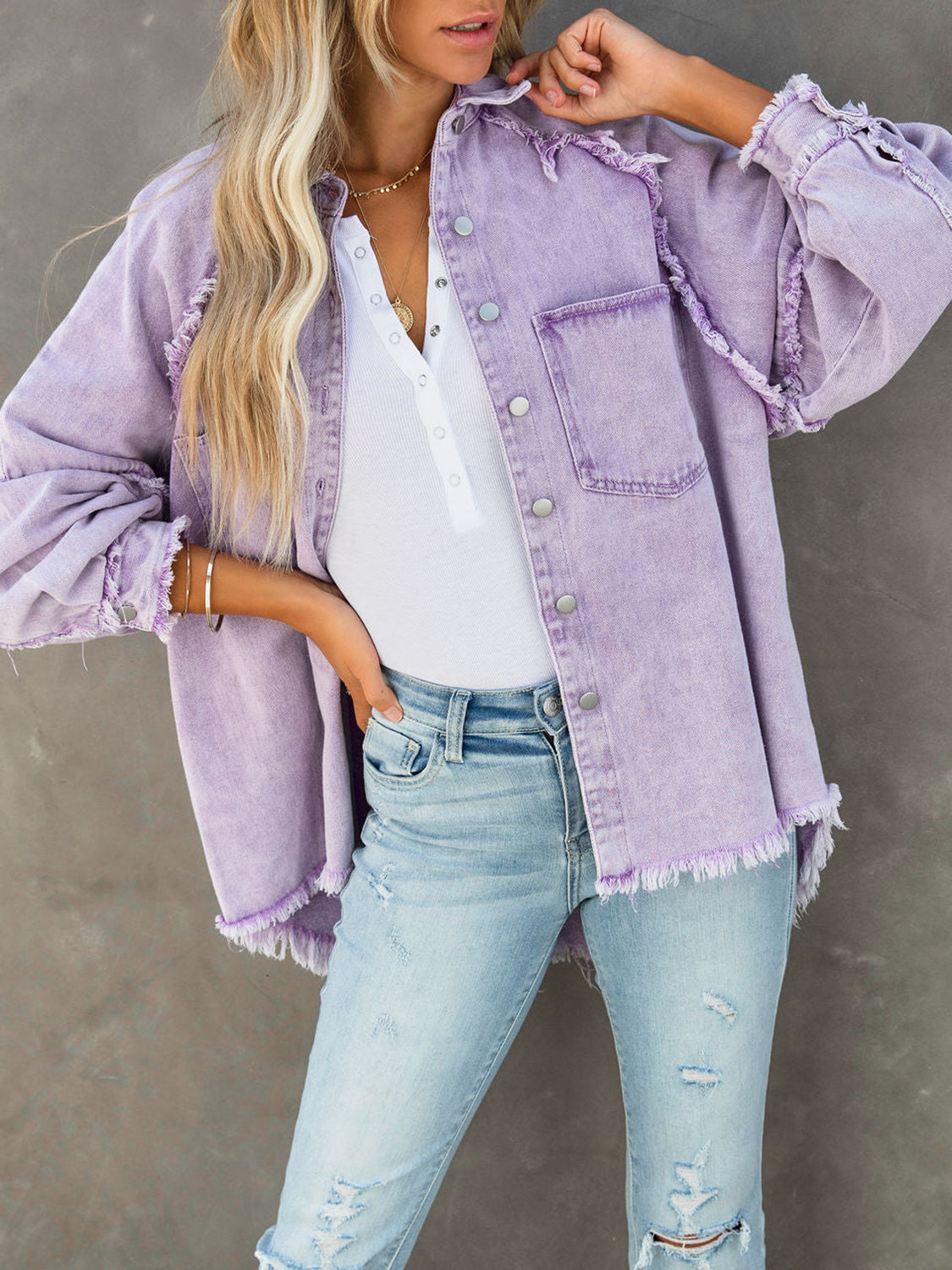 Cotton Polyester Jeans with Layered Details