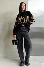 Vintage-Inspired Leopard-Print Knit Sweater