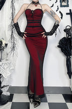 Mesh Slim-Fit Strap-Detail Dress
