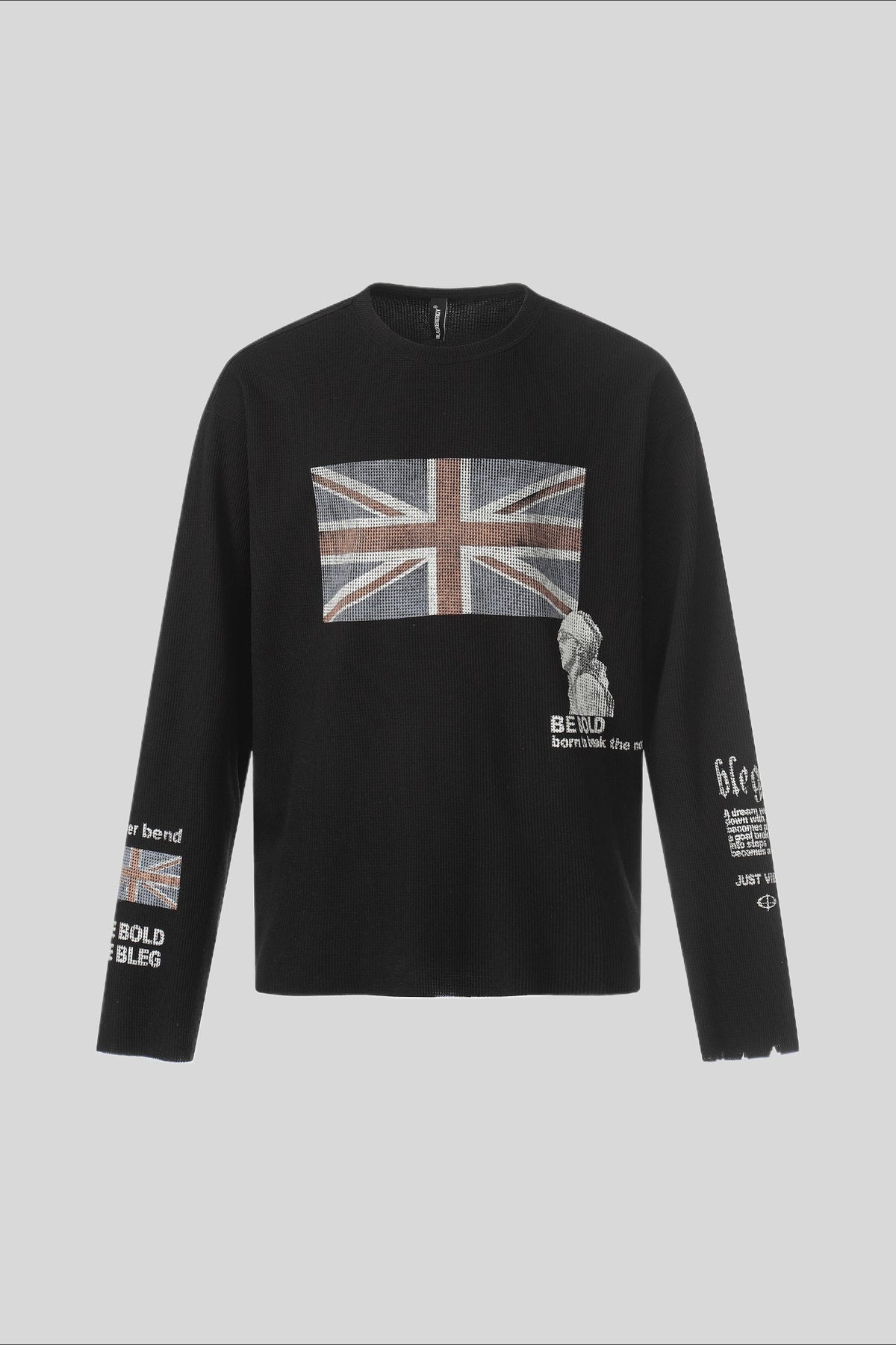 Flag-Graphic Number-Graphic T-Shirt with Washed Finish