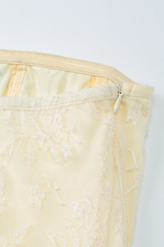 Heart-Detail Lace Mini Dress with Strapless Neckline