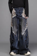 Distressed Denim Jeans in a Wide-Leg Fit