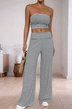 Striped Pants Set with Strapless Neckline