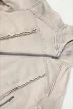 Cotton Pullover Hoodie with Exposed Seams