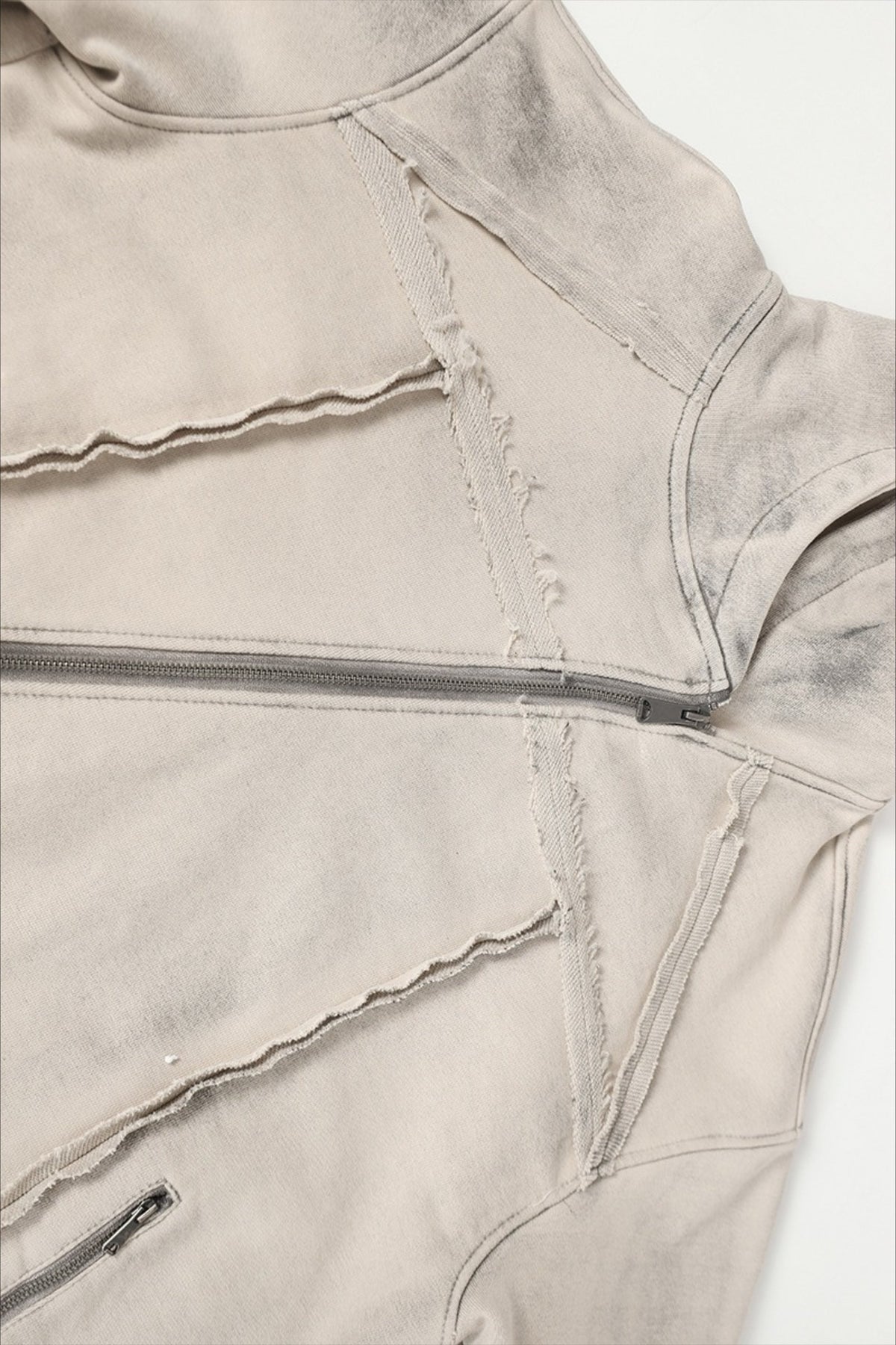 Cotton Pullover Hoodie with Exposed Seams