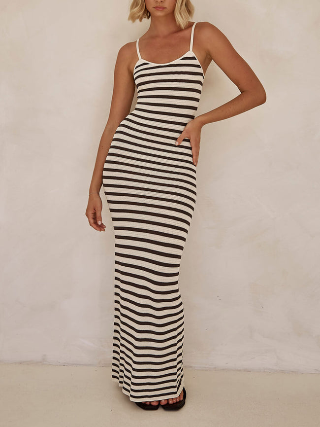 Striped Knit Maxi Dress with Panel Details Main image