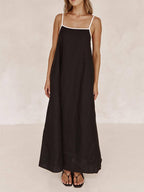 Contrast-Detail Dress with Cami Straps