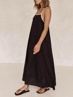 Contrast-Detail Dress with Cami Straps