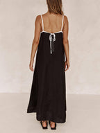 Contrast-Detail Dress with Cami Straps