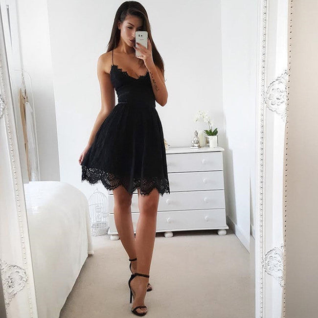 Lace Mini Dress with Ruffle Details Main image