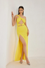 One-Shoulder Polyester Maxi Dress with Ruffle Details