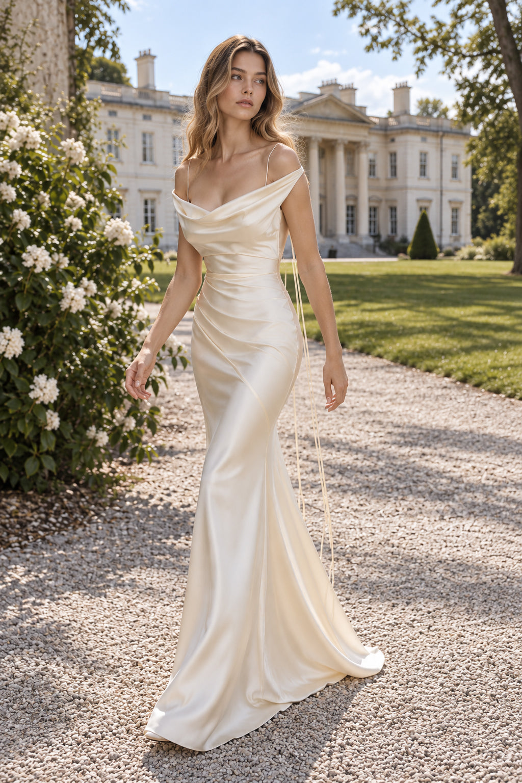 Spaghetti Strap Satin Fashion Maxi Dress