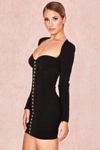 V-Neck Dress with Metal Details