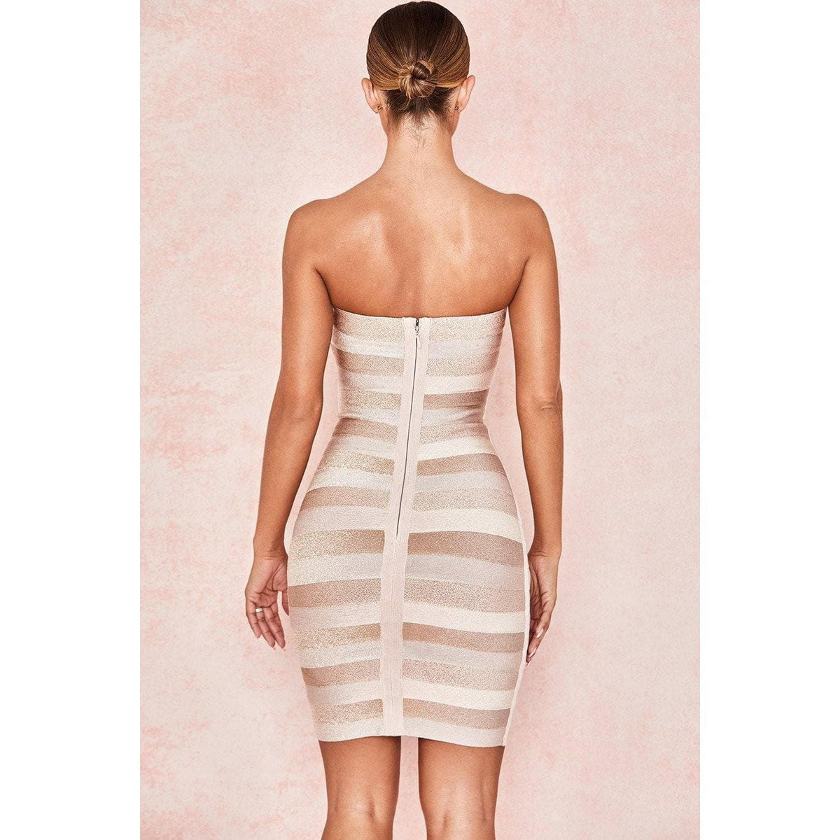 Shoulder-Detail Bodycon Dress with Hip Pockets