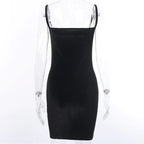 Velvet Mini Dress with Strap Details