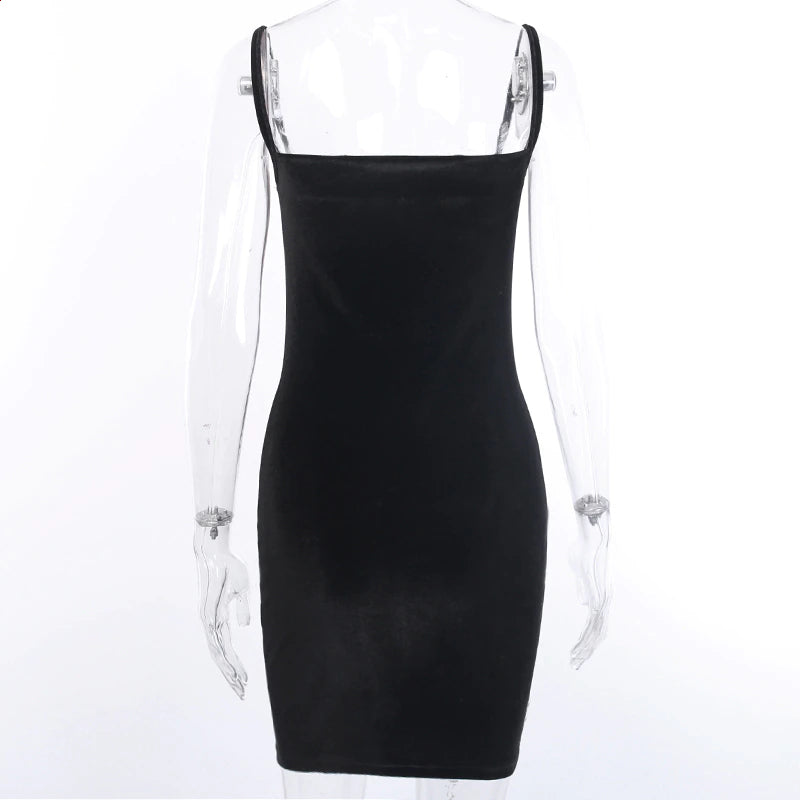 Velvet Mini Dress with Strap Details