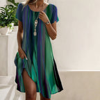 Boho Relaxed-Fit Midi Dress with Ombré Coloring