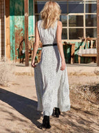 Polka-Dot Boho Maxi Skirt with V-Neckline