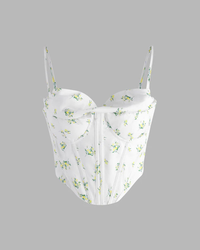 Floral Cotton Corset-Style Top