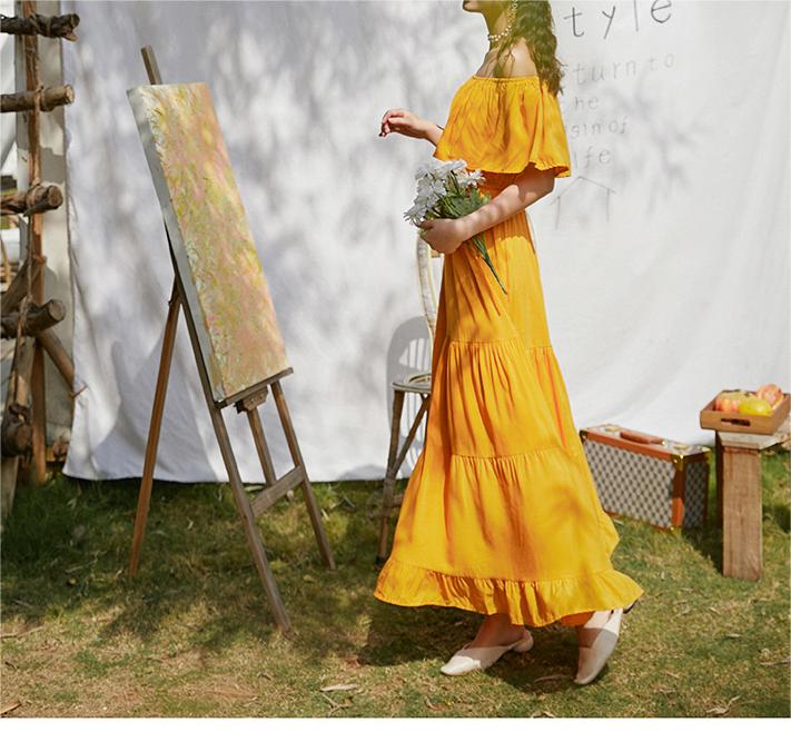 Off-Shoulder Ruffled Maxi Dress