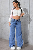 High-Rise Straight-Leg Jeans with Relaxed Fit