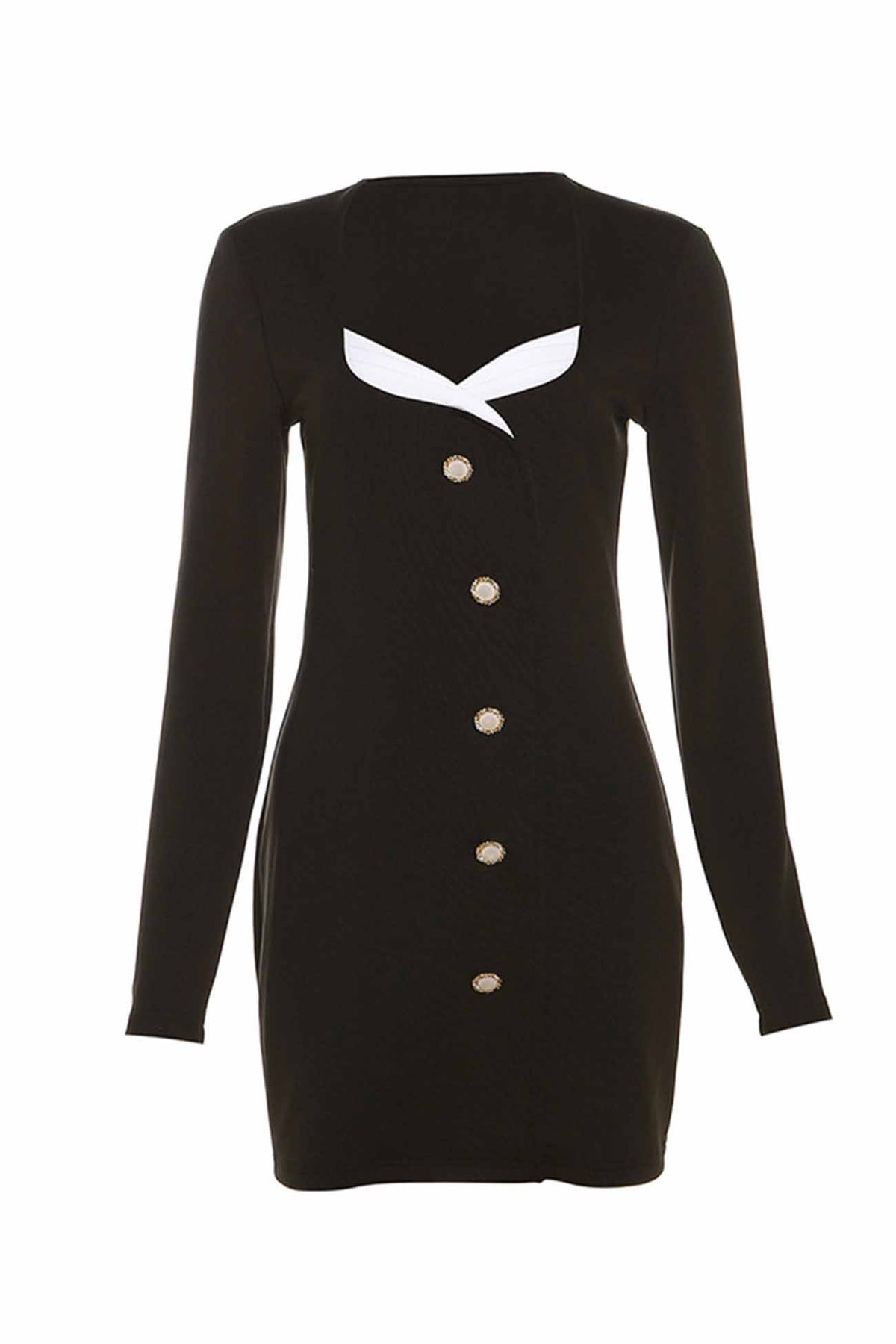Bodycon Dress with Button Front