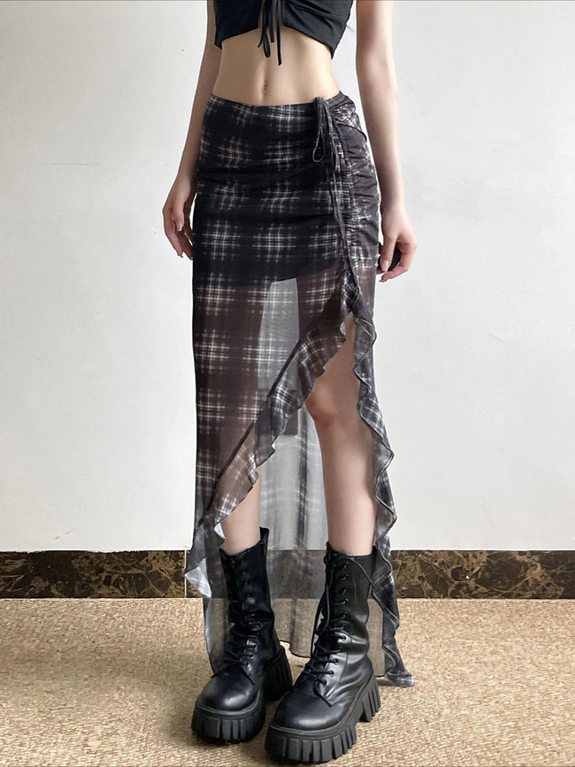 Drawstring Transparent Skirt Black / S Main image