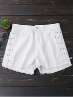 Denim Polyester Lace-Up Shorts