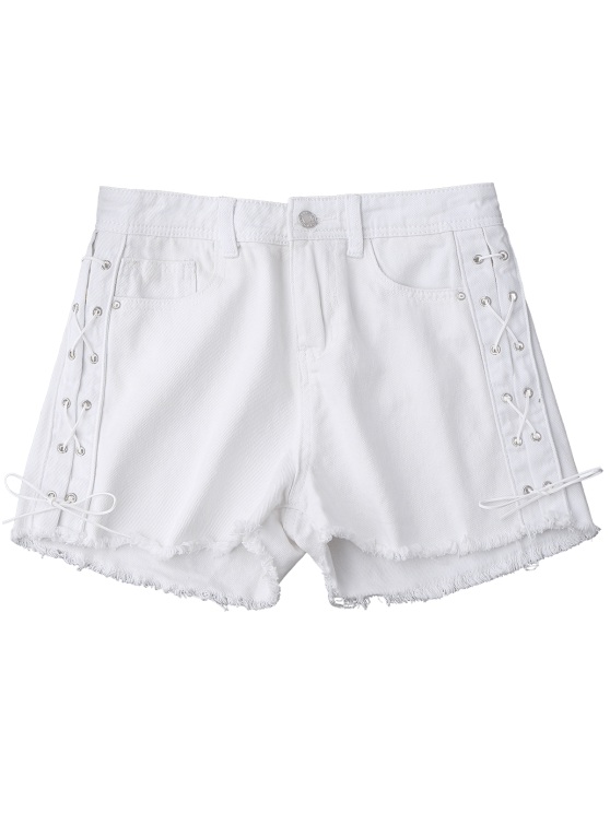 Denim Polyester Lace-Up Shorts