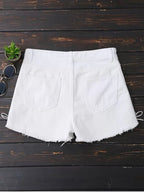 Denim Polyester Lace-Up Shorts