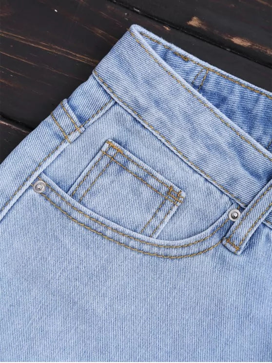 Denim Shorts with Embroidery