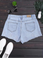 Denim Shorts with Embroidery