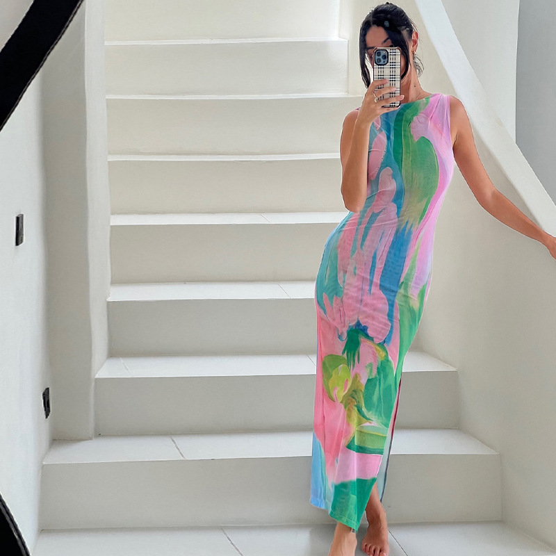 Maxi Dress with Sheer Detailing