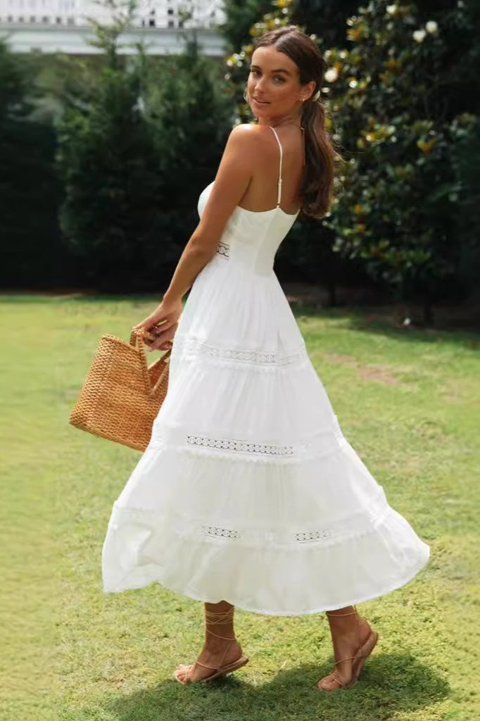 A-Line Ruffled Strap-Detail Dress
