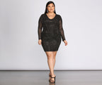 Mesh Plunging V-Neck Embroidered Matching Set