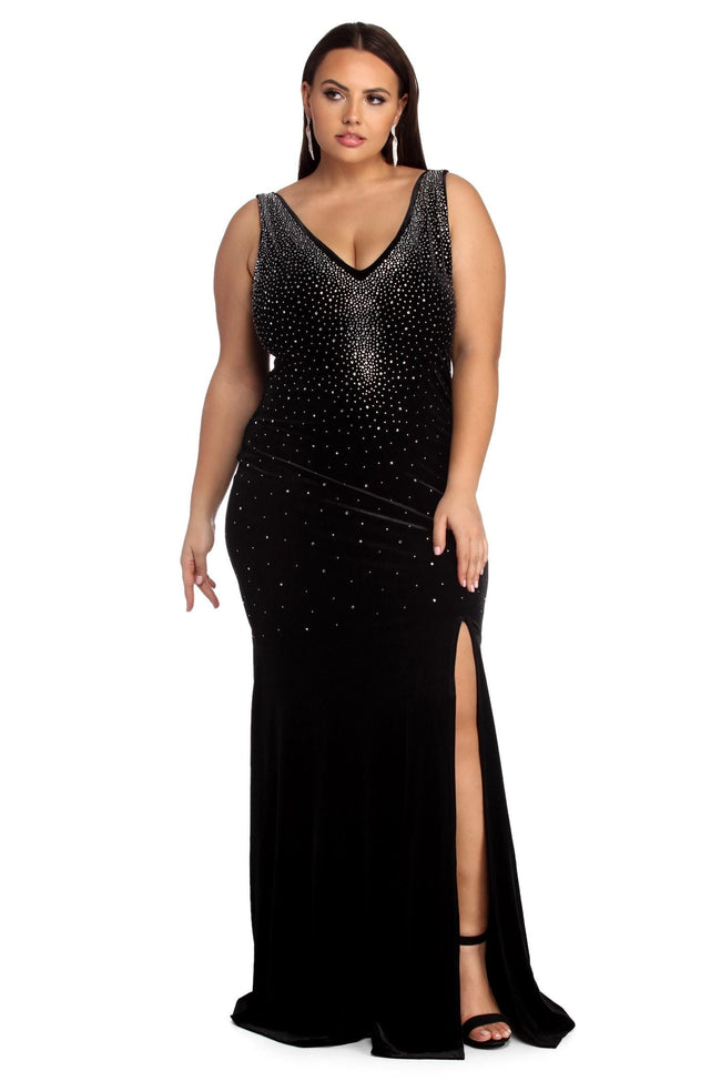 Plus Leanna Formal Heat Stone Dress - Lady Occasions Main image